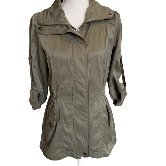 Forever 21 Jacket Women's Size Medium Anorak Utility Army Green Cinched Waist - Picture 1 of 9